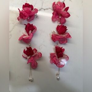 Elegant Pink triple Flower earrings